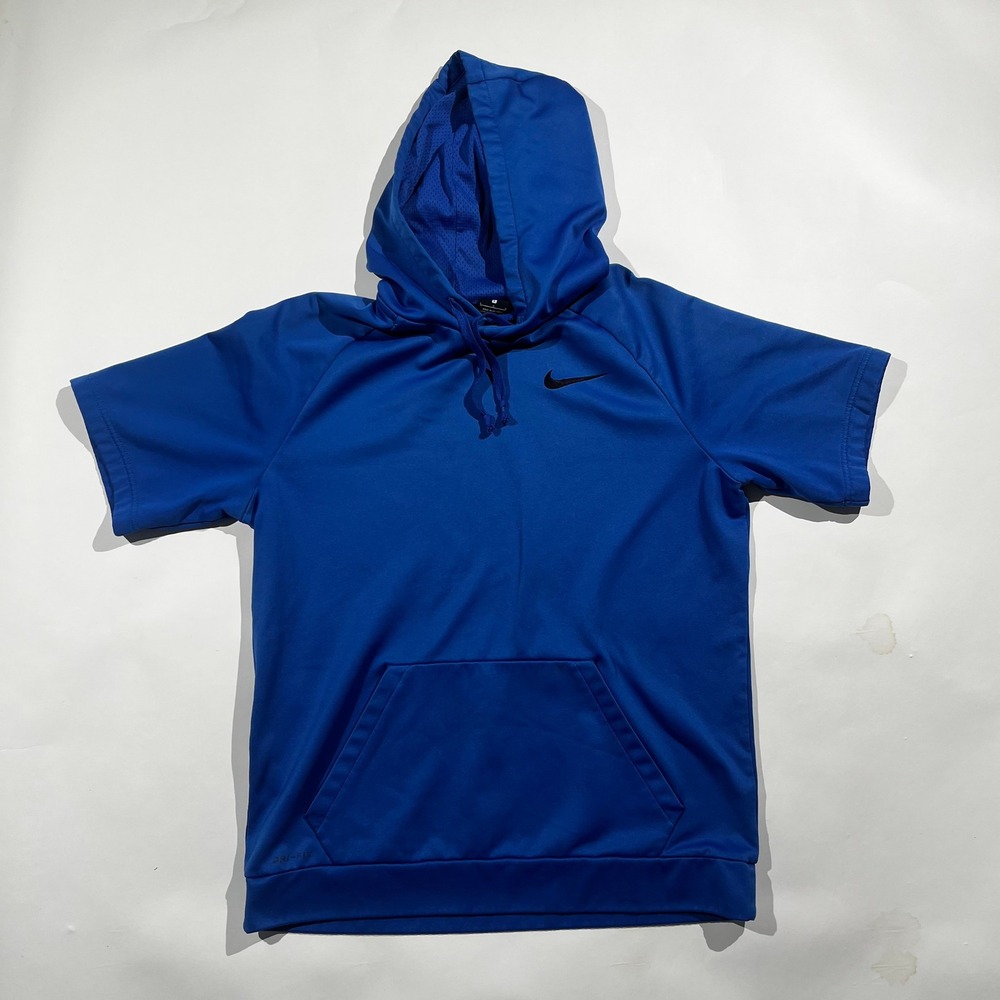 Nike Mens Dri-FIT Short Sleeve Hoodie Blue Large Training Sweatshirt 306234-475